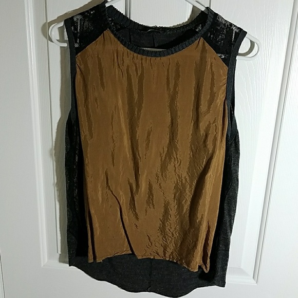 Zara Tops - Sleeveless silk tank top, lace, wool